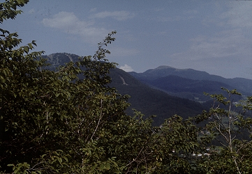 Pogled z Malega Njivča na Črni vrh in Blegoš.