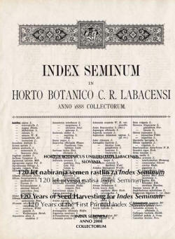 INDEX SEMINUM 2008, 120 let, nabiranje, semen, rastlin