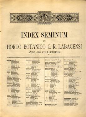 seznam semen, index seminum 1888, first printed index seminum