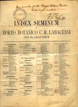 seznam semen, index seminum 1889, edinburg index seminum order, edinburg 1889