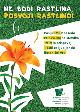 Pošlji SMS z besedo POSVOJIM na številko 1919 in prispevaj 1 € za ljubljanski Botanični vrt.